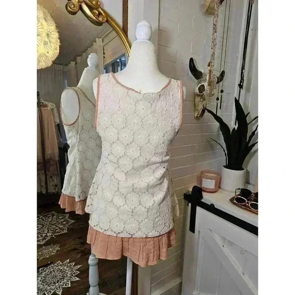 Altar'd State Women's Size M Lace and Frill Boutique Style Top - Picture 2 of 6